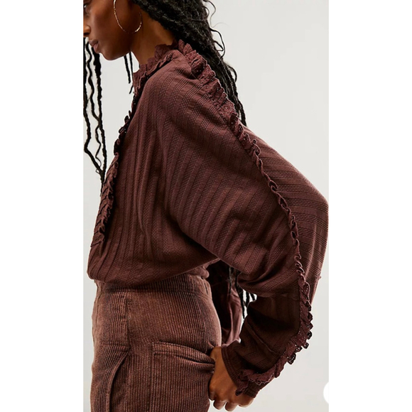 Free People More Romance Top NWT XS Cocoa - Picture 3 of 6